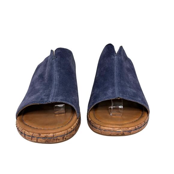 Boc Blue Suede Cork Wedge Sandals 9 - Picture 2 of 11
